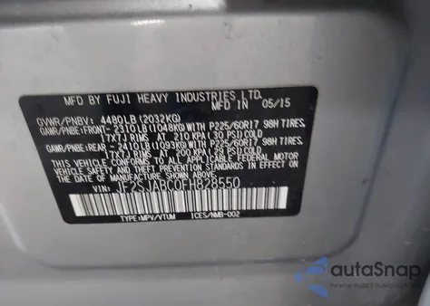 2015 Subaru Forester 2.5I z USA, uszkodzony, nr VIN JF2SJABC0FH828550